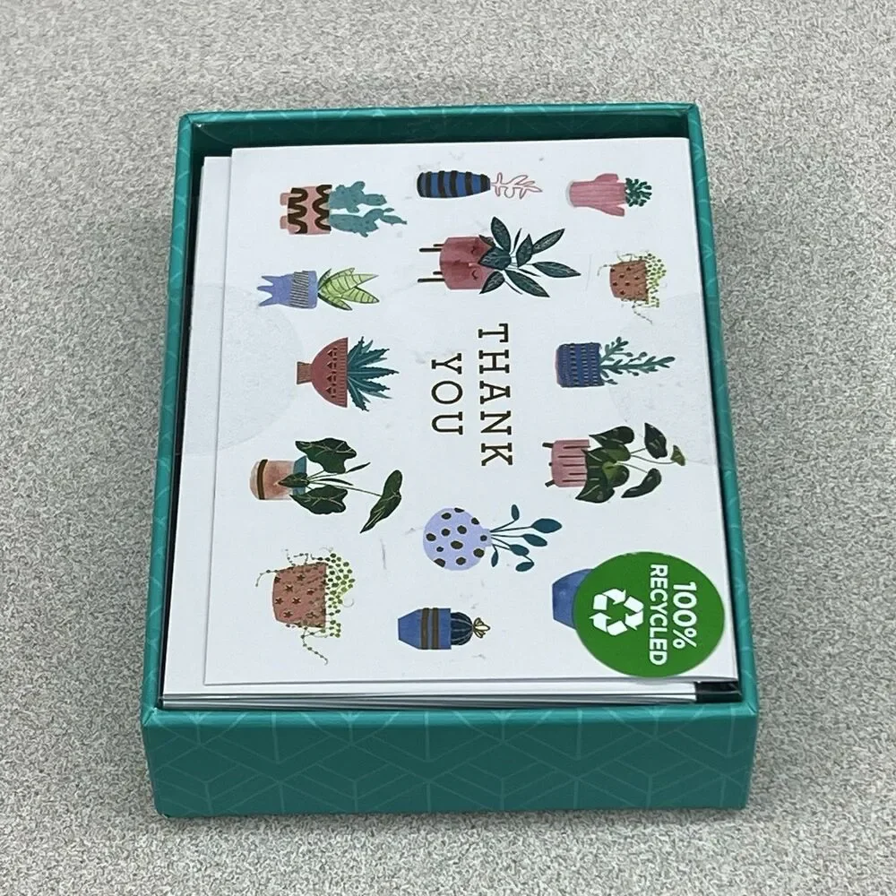 Clementine Potted Plants Thank You Cards Set of 16 Cards & Envelopes Recycled